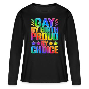 Gay By Birth Proud By Choice 2 - Frauen Premium Bio Langarmshirt - Schwarz - Vorne - Julia (174cm)