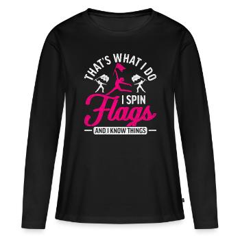 Garde de couleur - T-shirt manches longues Premium bio Femme - noir - Devant - Julia (174cm)