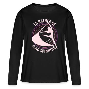 Color Guard Je préfère être Flag Spin - T-shirt manches longues Premium bio Femme - noir - Devant - Julia (174cm)