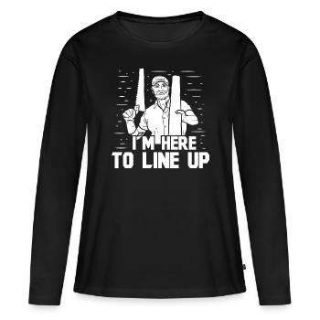 Installation au sol - T-shirt manches longues Premium bio Femme - noir - Devant - Julia (174cm)