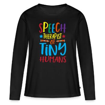 Orthophoniste pour les personnes minuscules - T-shirt manches longues Premium bio Femme - noir - Devant - Julia (174cm)