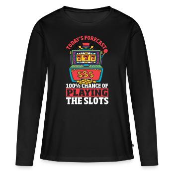 La prédiction d’aujourd’hui a 100% de chances d’être sur - T-shirt manches longues Premium bio Femme - noir - Devant - Julia (174cm)