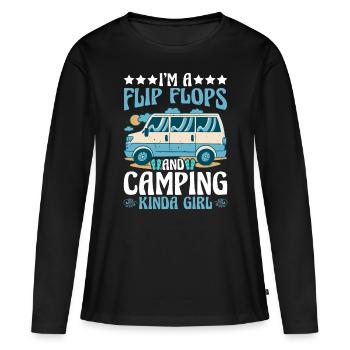 Je suis une fille de Flip Flops et de Camping - T-shirt manches longues Premium bio Femme - noir - Devant - Julia (174cm)