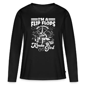 Je suis une Flip Flops Et Camping Kinda Girl 2 - T-shirt manches longues Premium bio Femme - noir - Devant - Julia (174cm)