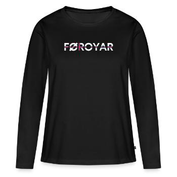 Îles Féroé, Flag Îles Féroé - T-shirt manches longues Premium bio Femme - noir - Devant - Julia (174cm)