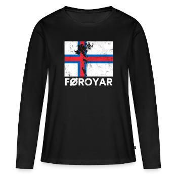 Îles Féroé, Flag Îles Féroé - T-shirt manches longues Premium bio Femme - noir - Devant - Julia (174cm)