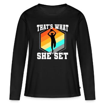 Thats what she set volleyball - Frauen Premium Bio Langarmshirt - Schwarz - Vorne - Julia (174cm)
