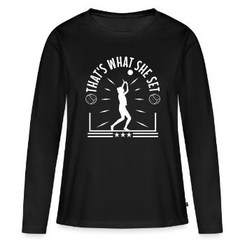 Thats what she set volleyball - Frauen Premium Bio Langarmshirt - Schwarz - Vorne - Julia (174cm)