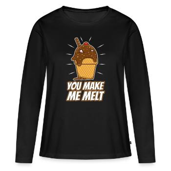 Tu me fais fondre, crème glacée - T-shirt manches longues Premium bio Femme - noir - Devant - Julia (174cm)