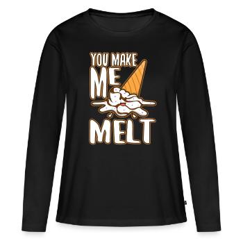 Tu me fais fondre, crème glacée - T-shirt manches longues Premium bio Femme - noir - Devant - Julia (174cm)