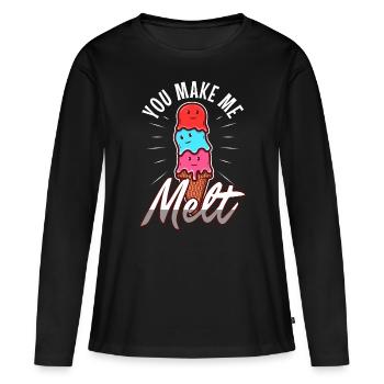 Tu me fais fondre, crème glacée - T-shirt manches longues Premium bio Femme - noir - Devant - Julia (174cm)