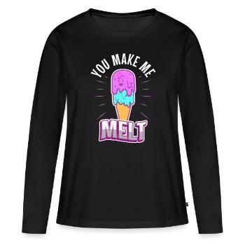 Tu me fais fondre, crème glacée - T-shirt manches longues Premium bio Femme - noir - Devant - Julia (174cm)