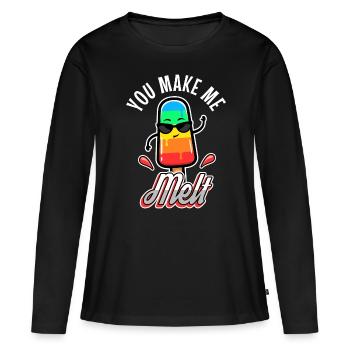 Tu me fais fondre, crème glacée - T-shirt manches longues Premium bio Femme - noir - Devant - Julia (174cm)