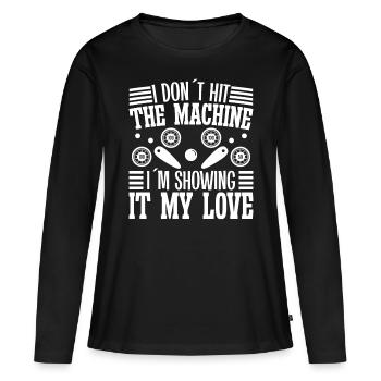 Je ne frappe pas le flipper que je suis - T-shirt manches longues Premium bio Femme - noir - Devant - Julia (174cm)