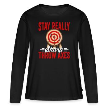 Restez très enthousiastes amateurs de lancer de hache - T-shirt manches longues Premium bio Femme - noir - Devant - Julia (174cm)