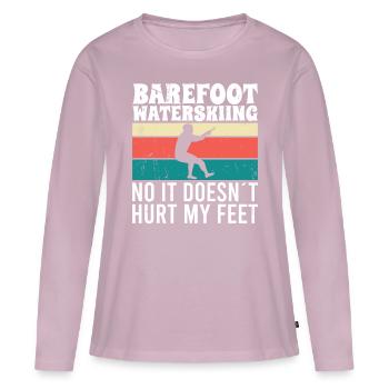 Ski nautique pieds nus non ça ne fait pas mal - T-shirt manches longues Premium bio Femme - rose poudré - Devant - Julia (174cm)