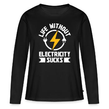 Elektriker Without Electricity Elektroingenieur - Frauen Premium Bio Langarmshirt - Schwarz - Vorne - Julia (174cm)