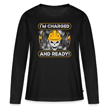 Electrician I'm Charged And Ready Electrical Engineer - Women's Premium Organic Long Sleeve Shirt - black - Front - Julia (174cm)