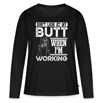 Elektriker Don't Look At My Butt Elektroingenieur - Frauen Premium Bio Langarmshirt - Schwarz - Vorne - Julia (174cm)