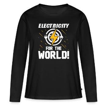 Elektriker Electricity For World Elektroingenieur - Frauen Premium Bio Langarmshirt - Schwarz - Vorne - Julia (174cm)