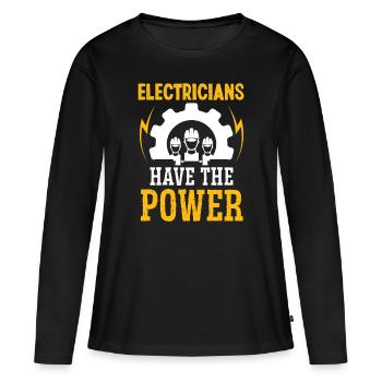 Elektriker Have The Power Elektroingenieur - Frauen Premium Bio Langarmshirt - Schwarz - Vorne - Julia (174cm)