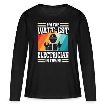 Elektriker Watt-est Electrician Elektroingenieur - Frauen Premium Bio Langarmshirt - Schwarz - Vorne - Julia (174cm)