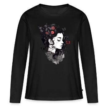 Filles gothiques et papillons: esthétique - T-shirt manches longues Premium bio Femme - noir - Devant - Julia (174cm)