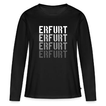 Erfurt - Frauen Premium Bio Langarmshirt - Schwarz - Vorne - Julia (174cm)
