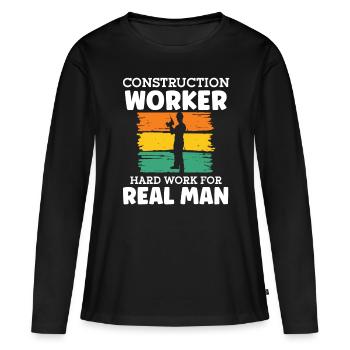 Bauarbeiter Construction Worker For Real Men Bau - Frauen Premium Bio Langarmshirt - Schwarz - Vorne - Julia (174cm)