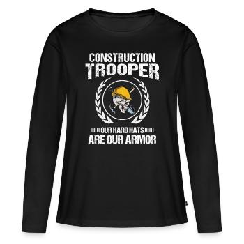 Bauarbeiter Construction Trooper Baumeister Bau - Frauen Premium Bio Langarmshirt - Schwarz - Vorne - Julia (174cm)