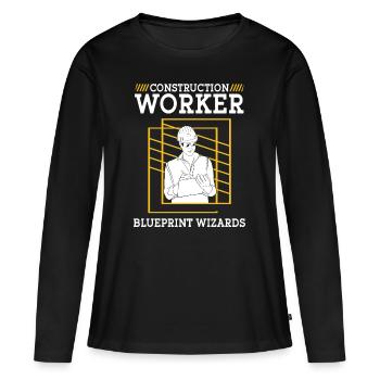 Bauarbeiter Construction Worker Blueprint Wizards - Frauen Premium Bio Langarmshirt - Schwarz - Vorne - Julia (174cm)