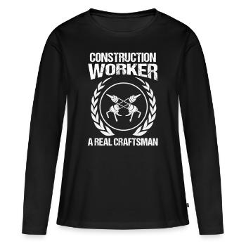 Bauarbeiter Construction Worker Real Craftsman Bau - Frauen Premium Bio Langarmshirt - Schwarz - Vorne - Julia (174cm)