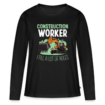 Bauarbeiter Construction Worker Fill Lot Of Holes - Frauen Premium Bio Langarmshirt - Schwarz - Vorne - Julia (174cm)