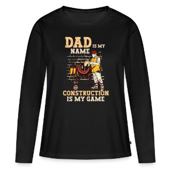 Bauarbeiter Dad Building Game Baumeister Handwerk - Frauen Premium Bio Langarmshirt - Schwarz - Vorne - Julia (174cm)