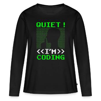 Programmation Silent I Programmation Codeur Programmation - T-shirt manches longues Premium bio Femme - noir - Devant - Julia (174cm)