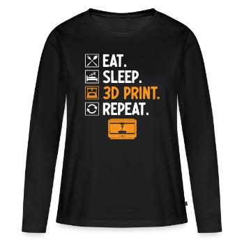 Alimentation Sommeil Impression 3D Buse Répéter Impression 3D - T-shirt manches longues Premium bio Femme - noir - Devant - Julia (174cm)