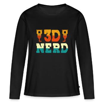 3D Nerd 3D Imprimante 3D Buse Amateur d’impression 3D - T-shirt manches longues Premium bio Femme - noir - Devant - Julia (174cm)
