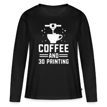 Café et impression 3D Caféine Buse 3D Imprimante 3D - T-shirt manches longues Premium bio Femme - noir - Devant - Julia (174cm)