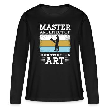 Ouvrier de la construction Maître architecte de l’art de la construction - T-shirt manches longues Premium bio Femme - noir - Devant - Julia (174cm)