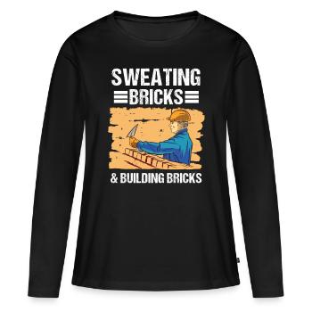 Construction Worker Sweating Bricks & Building Bricks Construction - Women's Premium Organic Long Sleeve Shirt - black - Front - Julia (174cm)