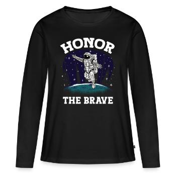 L’astronaute honore le courageux astronaute de l’espace - T-shirt manches longues Premium bio Femme - noir - Devant - Julia (174cm)