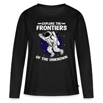 Astronaut Explore Frontiers Of Unknown Spaceman - Women's Premium Organic Long Sleeve Shirt - black - Front - Julia (174cm)