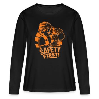 Bauarbeiter Safety First Baumeister Handwerker Bau - Frauen Premium Bio Langarmshirt - Schwarz - Vorne - Julia (174cm)