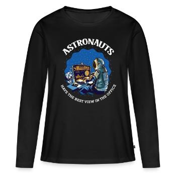 Les astronautes ont la meilleure vue au bureau Raumfahrer - T-shirt manches longues Premium bio Femme - noir - Devant - Julia (174cm)