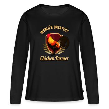 Le plus grand producteur de poulets de basse-cour au monde - T-shirt manches longues Premium bio Femme - noir - Devant - Julia (174cm)