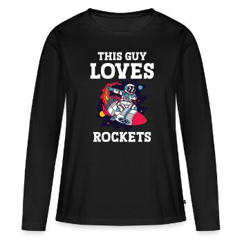 Astronaut Guy Loves Rockets Spaceman Space - Women's Premium Organic Long Sleeve Shirt - black - Front - Julia (174cm)