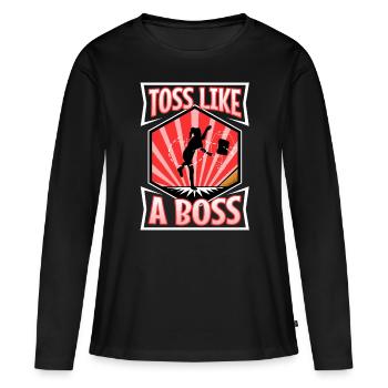 Lancer comme un trou de maïs - T-shirt manches longues Premium bio Femme - noir - Devant - Julia (174cm)