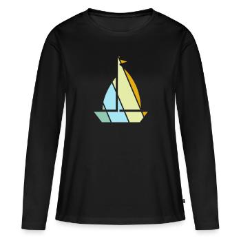 Rétro de la voile - T-shirt manches longues Premium bio Femme - noir - Devant - Julia (174cm)