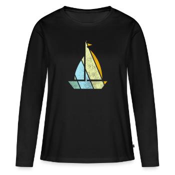 Rétro de la voile - T-shirt manches longues Premium bio Femme - noir - Devant - Julia (174cm)