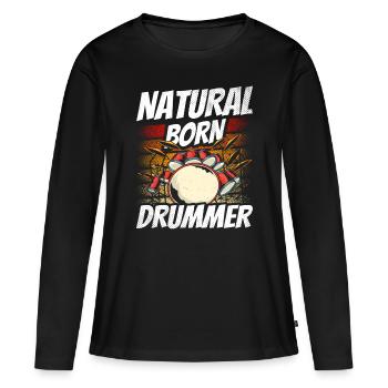 Un batteur né, batteur, batteur, kit de batterie - T-shirt manches longues Premium bio Femme - noir - Devant - Julia (174cm)